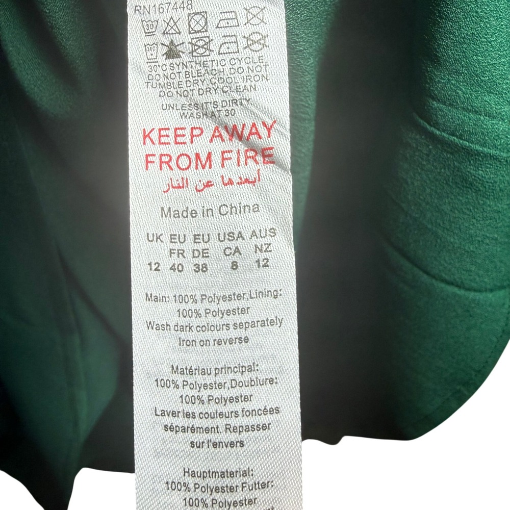 Coast Plunge Neck Structured Twill Midi Dress Emerald Green US 8 NWT Pockets - Picture 10 of 10